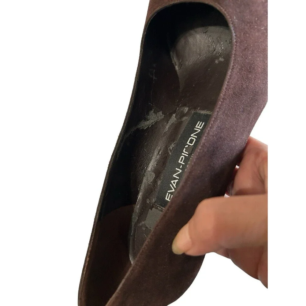 Evan Picone Spain Brown Suede Leather Pumps Heels Slip On Shoes Women’s …